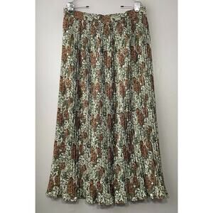 Vintage Paisley Womens Plus One Size Silky Pleated Full Skirt Artsy Goblincore
